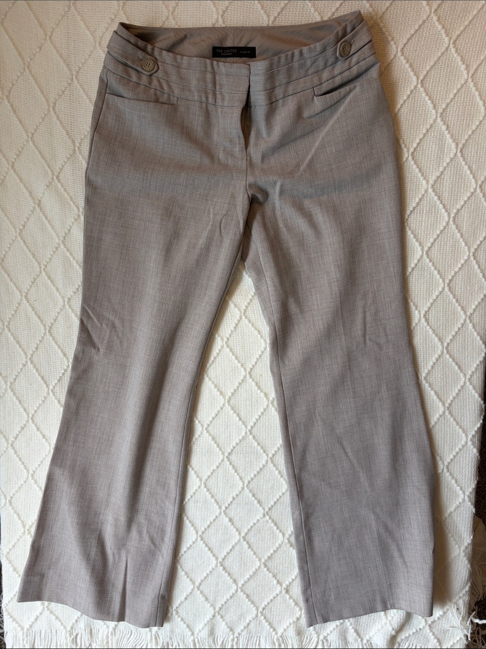 Womens classic Mid-Rise Cream-Gray Dress Pants